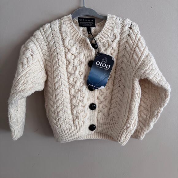 Aran Woollen Mills Other - ❌SOLD❌ Aran Woollen Mills Irish Knit Merino Wool Cream Cardigan Sweater Childs S